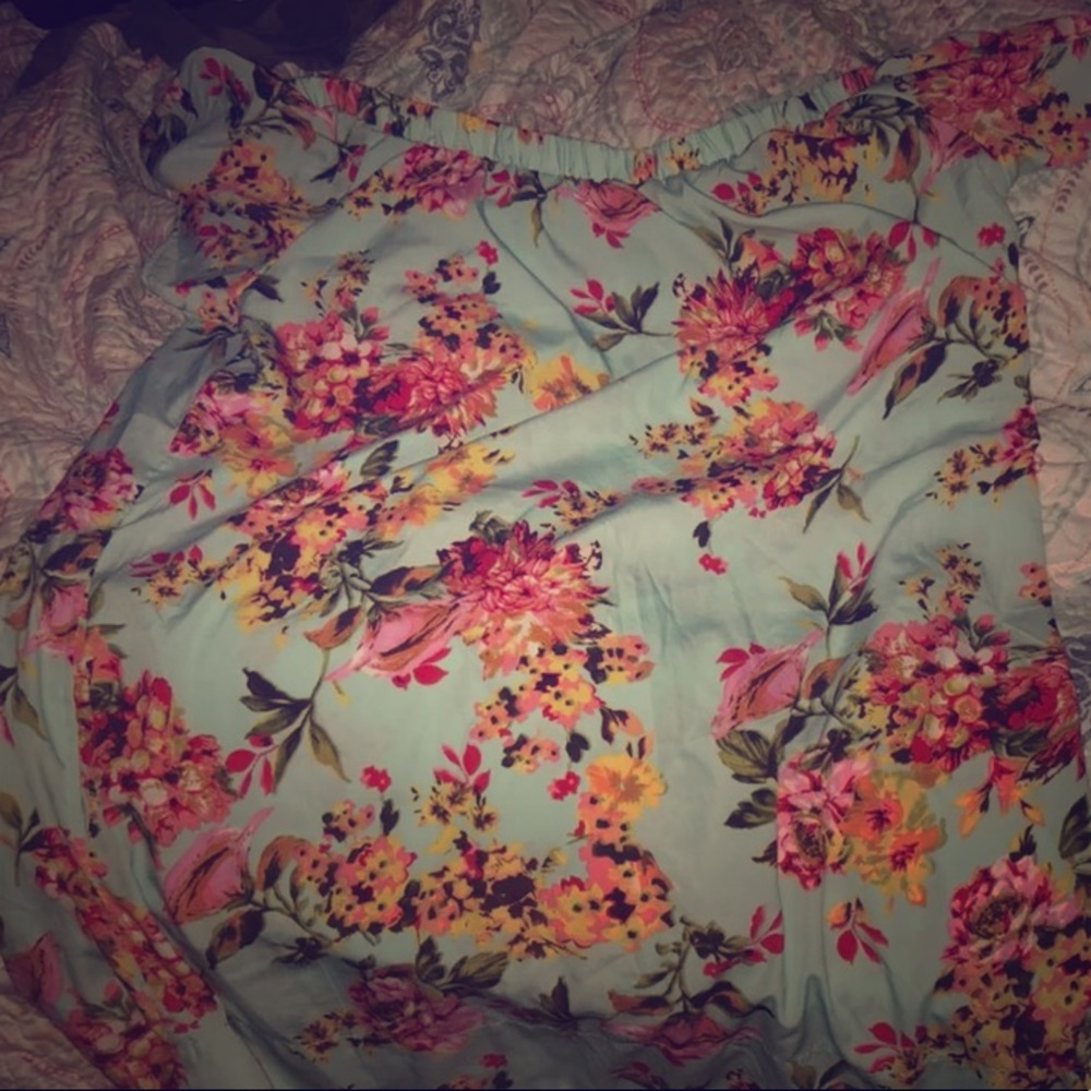 Flower off the shoulder dress.